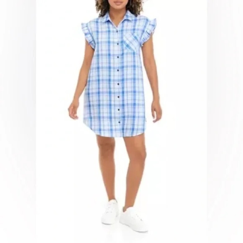 TRUE CRAFT | Short Sleeve Shirt Dress Plaid Various Sizes Available - Picture 3 of 5